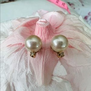 14K real gold earrings and real perl with diamond